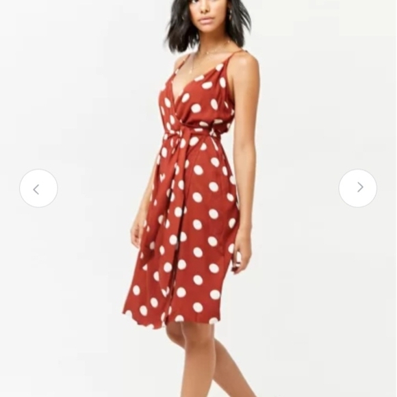 Forever 21 Burgundy and White Polka Dot Midi Dress - Picture 3 of 6